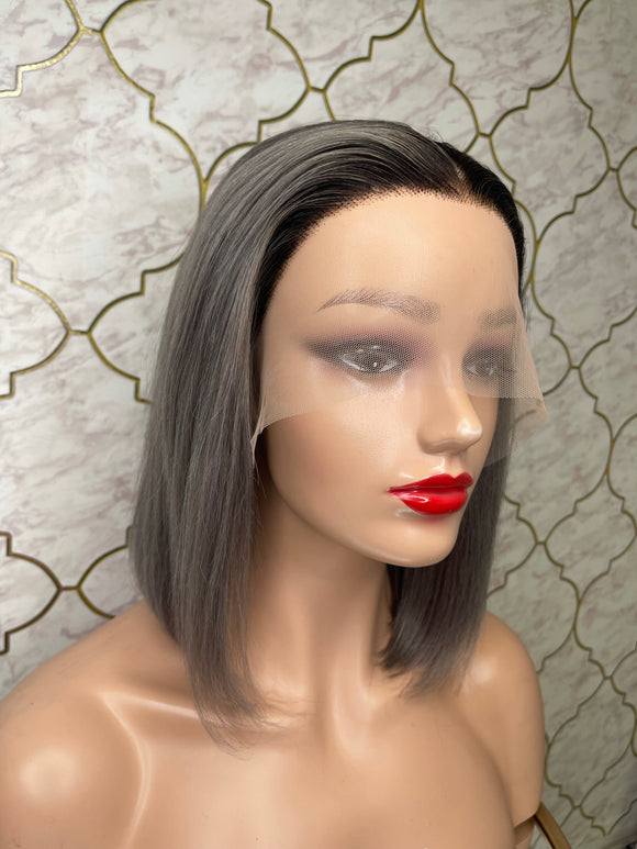 GREY FRONTAL BOB WIG